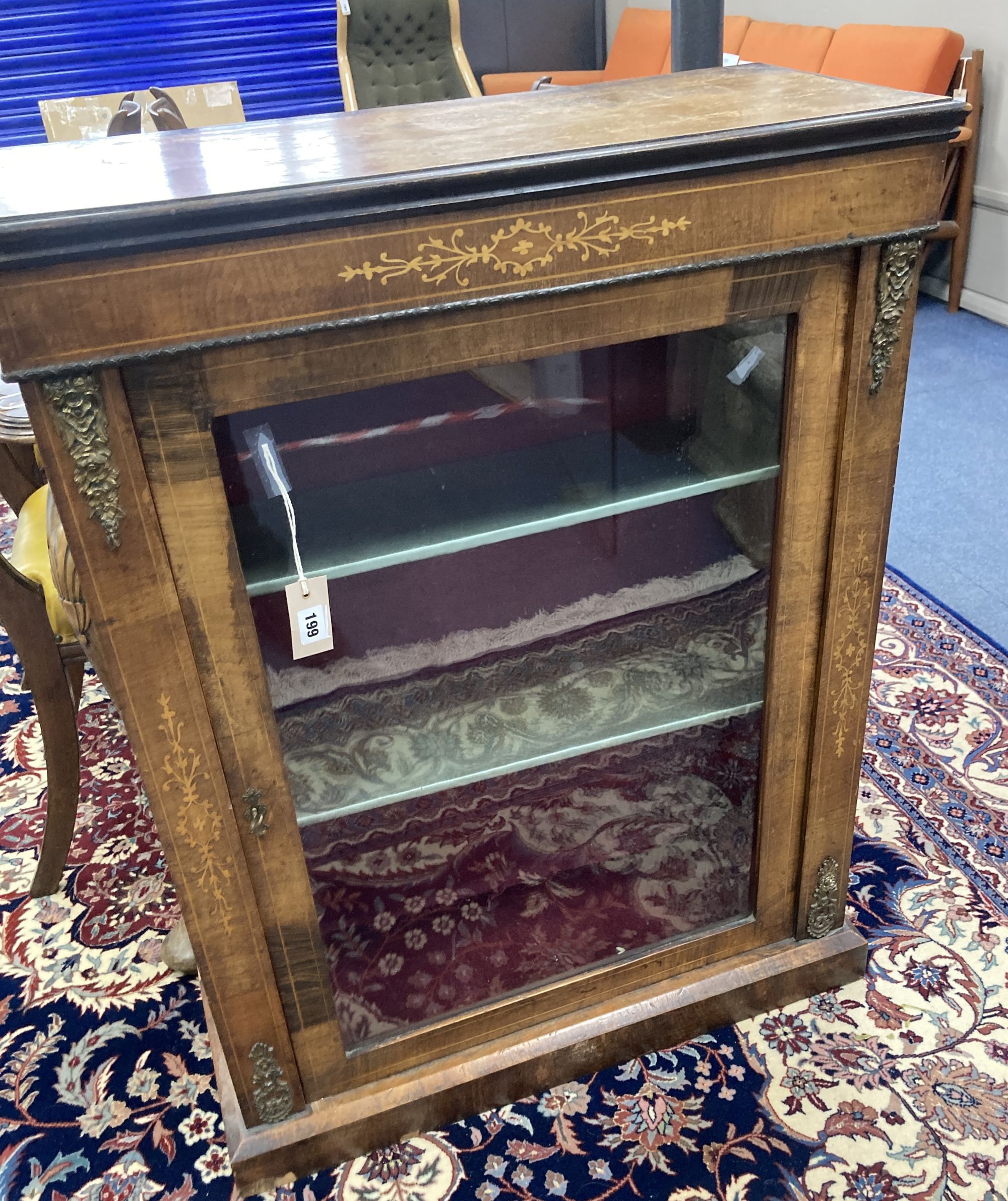 A Victorian walnut pier cabinet, width 74cm, depth 30cm, height 96cm